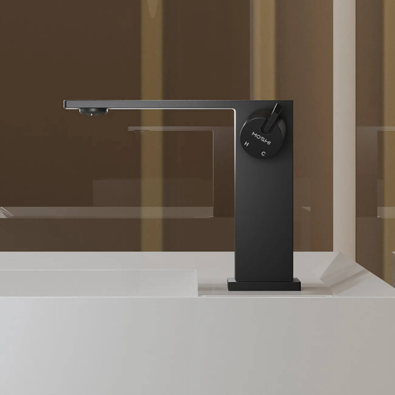 Стильный латунный смеситель для умывальника в Современном стиле LaLume MB21104-23