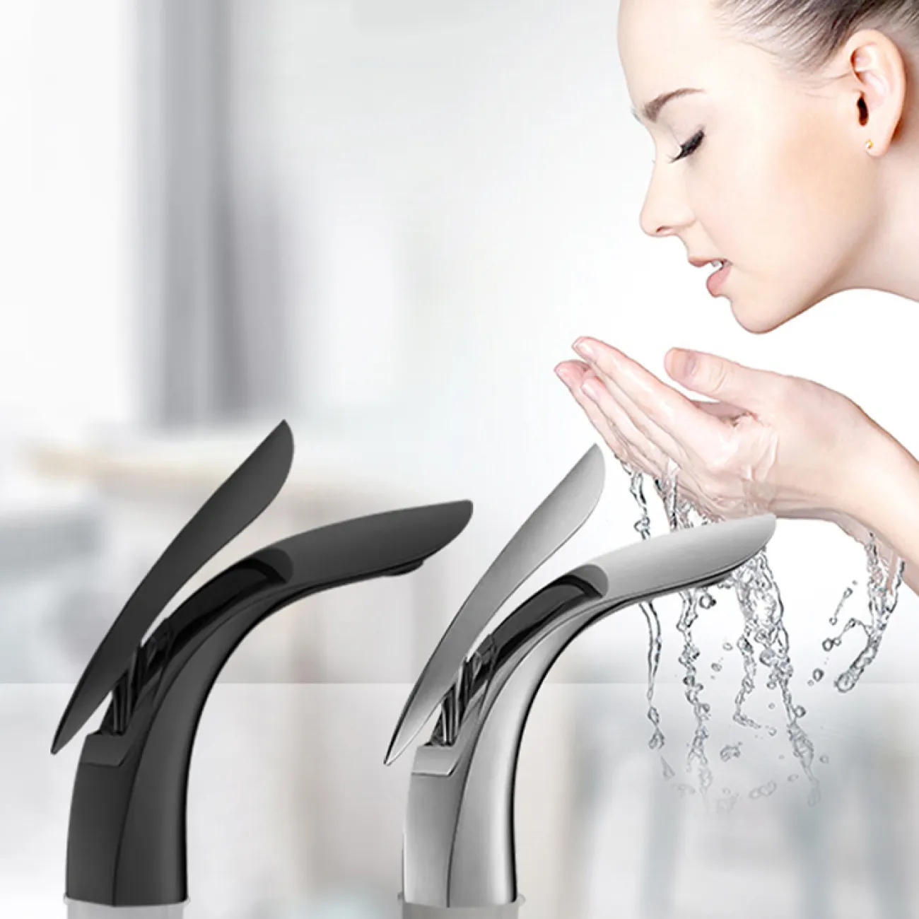 Креативный латунный смеситель для умывальника в Современном стиле LaLume MB21108-23