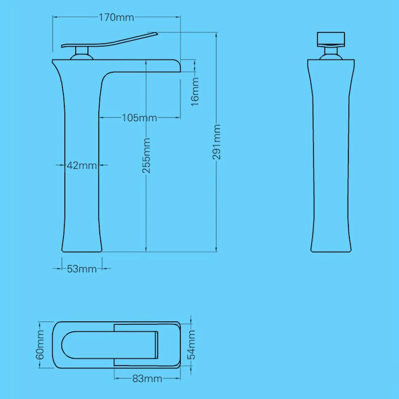 Водопадный латунный смеситель для умывальника в Современном стиле LaLume MB21112-23