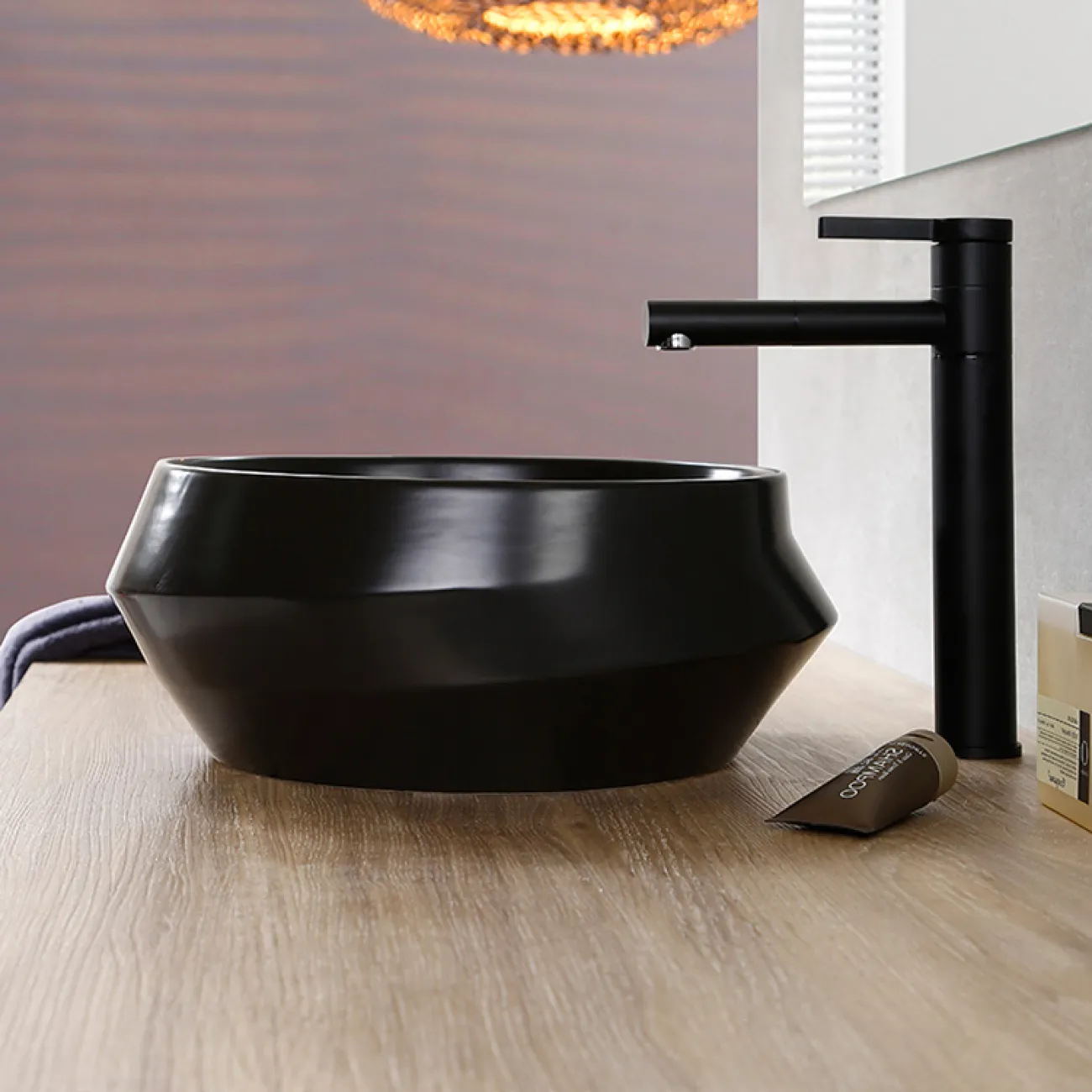 Настольный круглый керамический умывальник для ванной в Современном стиле LaLume MB21114-23