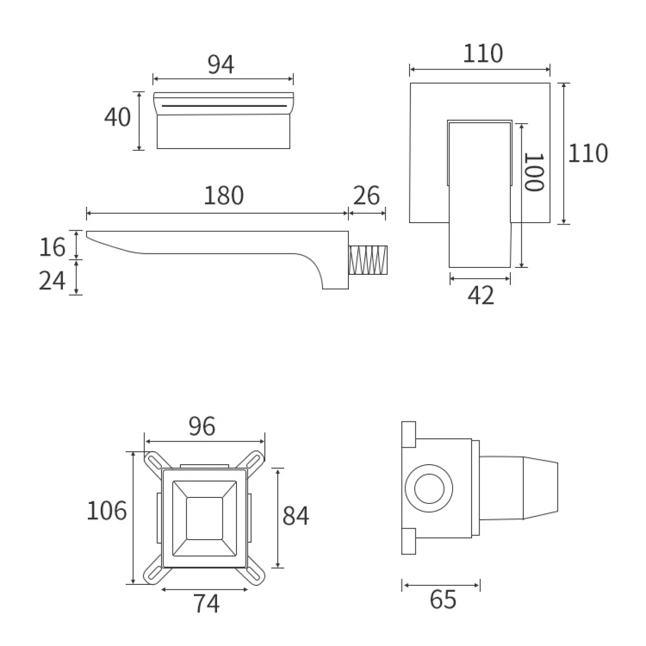 Скрытый латунный водопадный смеситель для ванной в Современном стиле LaLume MB21123-23