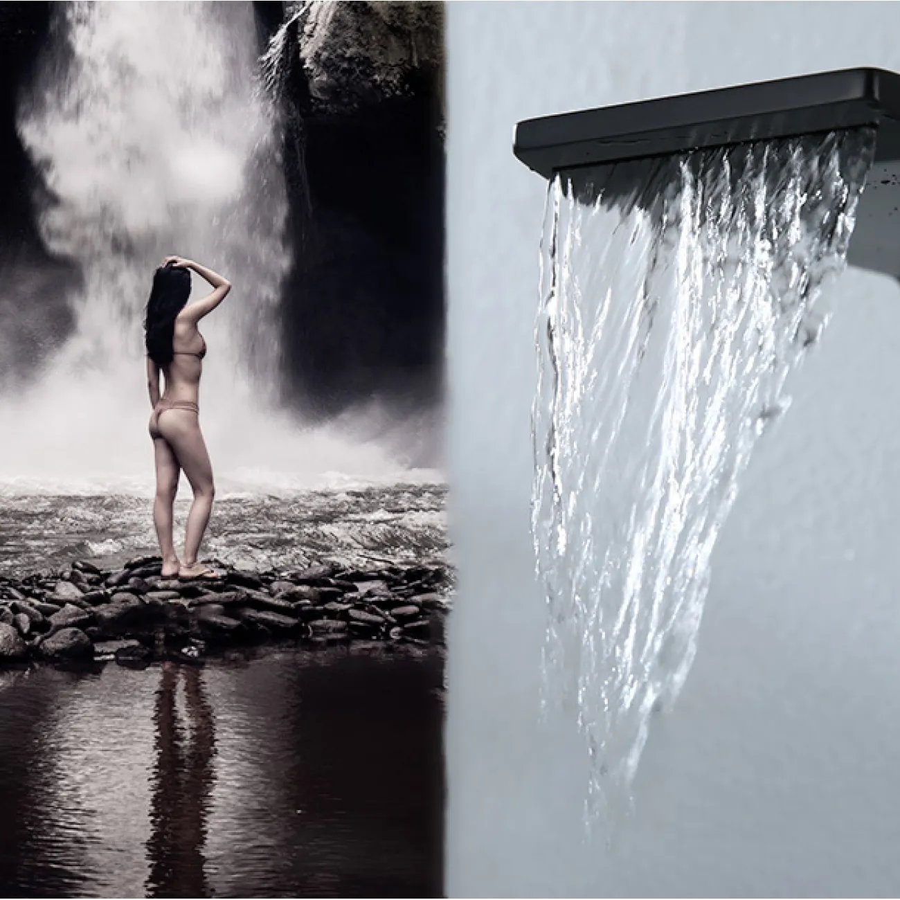 Скрытый латунный водопадный смеситель для ванной в Современном стиле LaLume MB21123-23