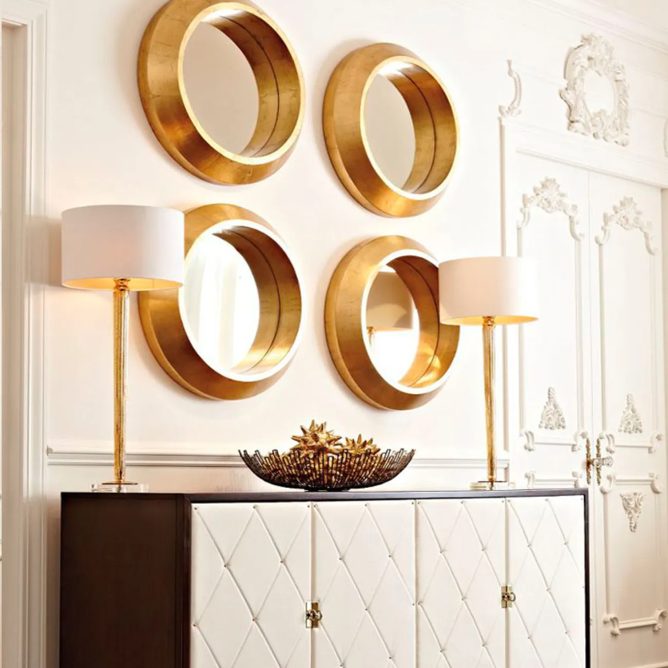 Декоративное круглое настенное зеркало для гостиной в Американском стиле LaLume DK21198-23