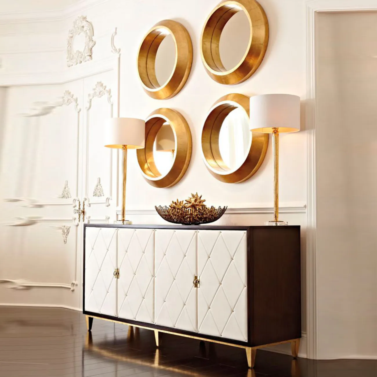 Декоративное круглое настенное зеркало для гостиной в Американском стиле LaLume DK21198-23