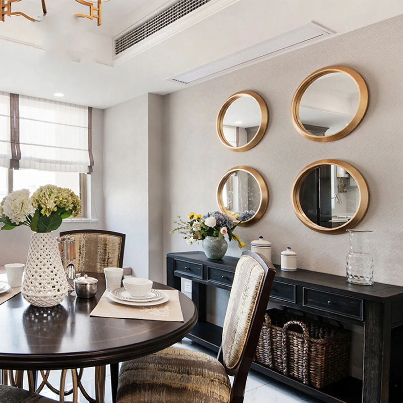 Декоративное круглое настенное зеркало для гостиной в Американском стиле LaLume DK21198-23