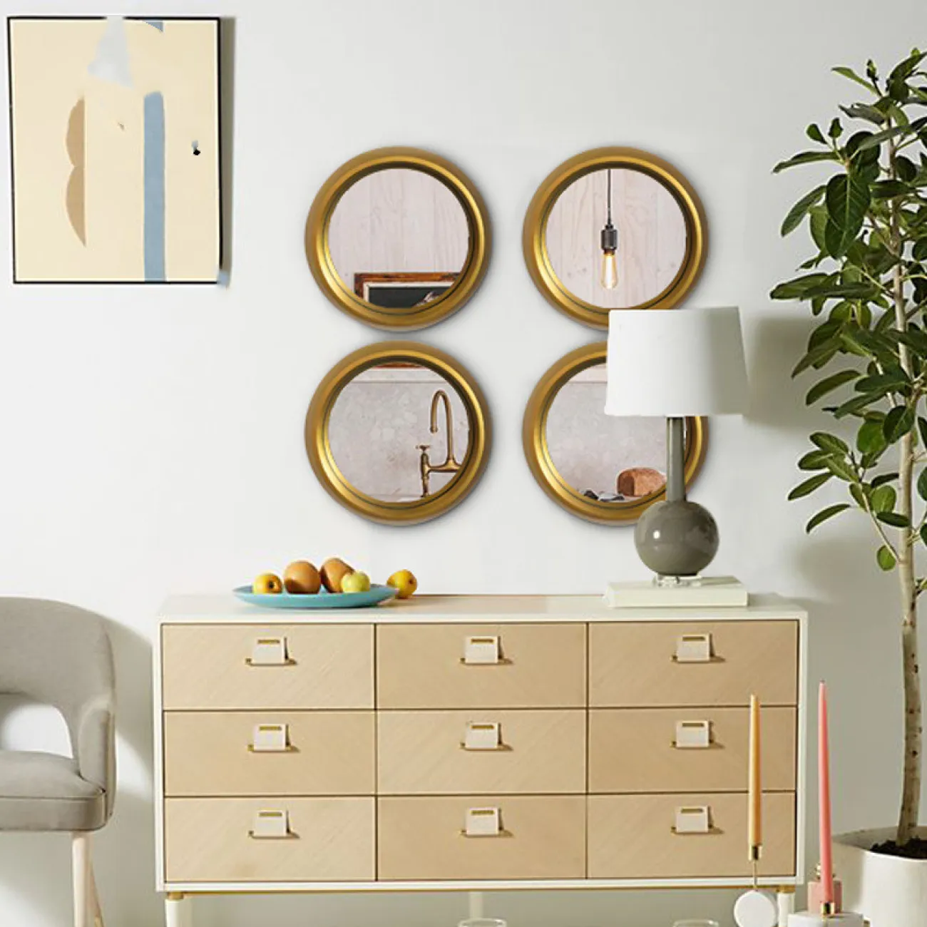 Декоративное круглое настенное зеркало для гостиной в Американском стиле LaLume DK21198-23