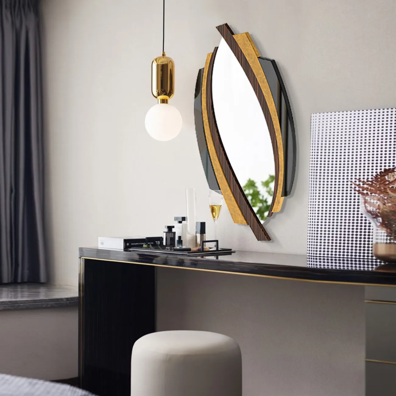 Изящное овальное настенное зеркало для гостиной в Американском стиле LaLume DK21201-23