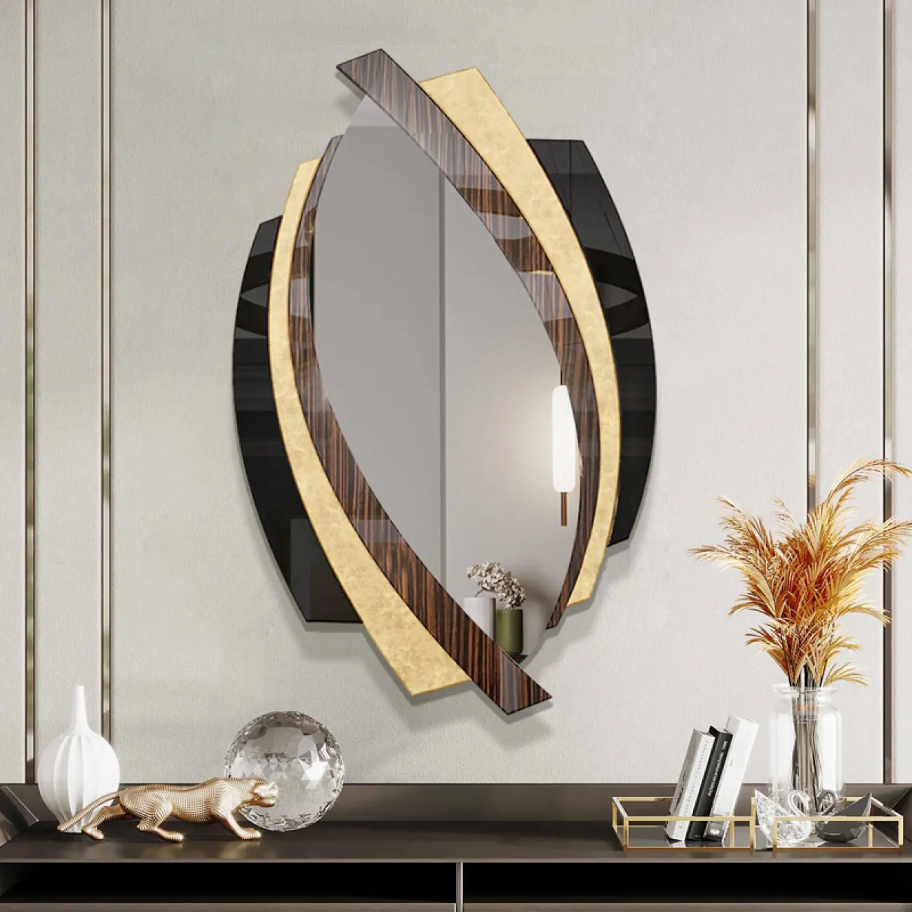 Изящное овальное настенное зеркало для гостиной в Американском стиле LaLume DK21201-23