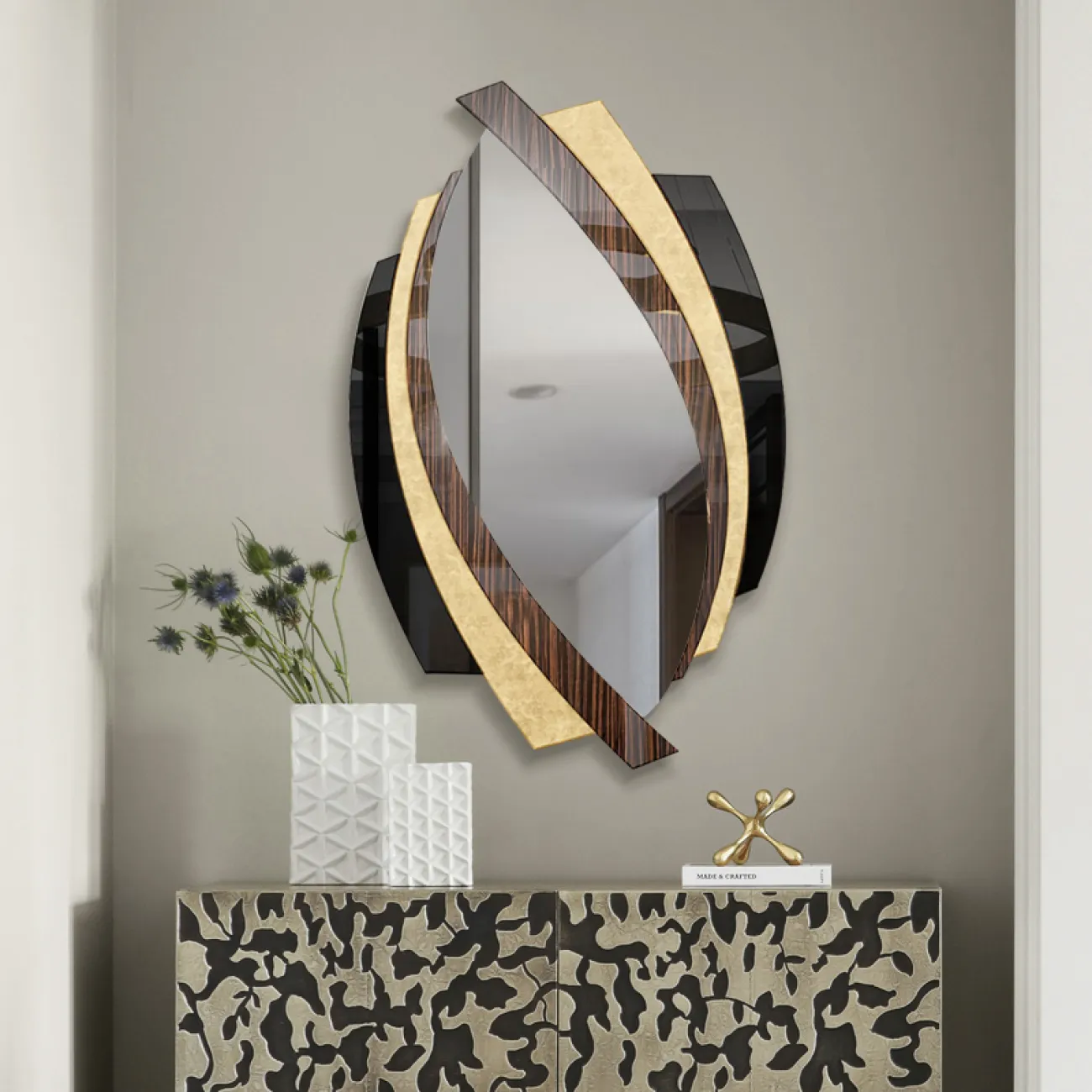 Изящное овальное настенное зеркало для гостиной в Американском стиле LaLume DK21201-23