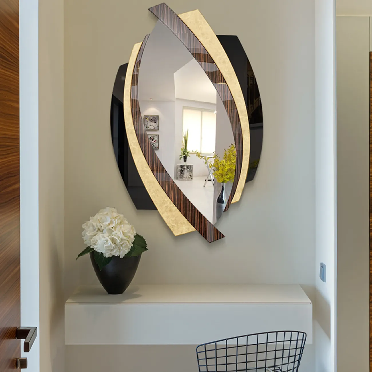 Изящное овальное настенное зеркало для гостиной в Американском стиле LaLume DK21201-23