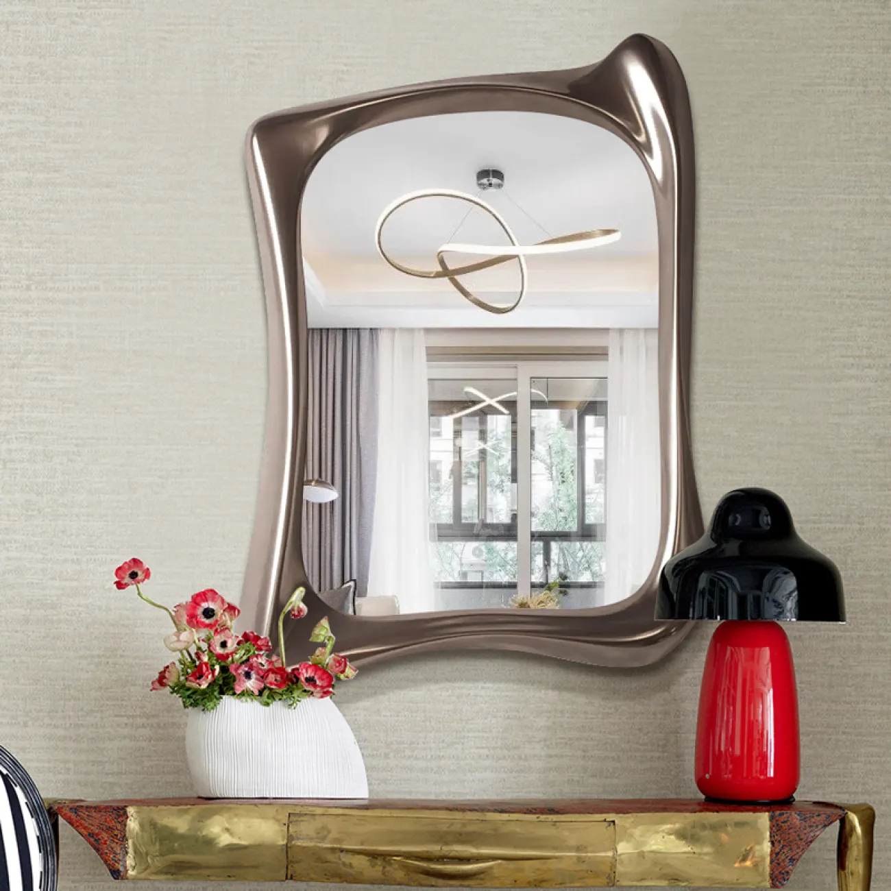 Креативное настенное зеркало для гостиной в Европейском стиле LaLume DK21204-23 Креативное настенное зеркало для гостиной в Европейском стиле LaLume DK21204-23