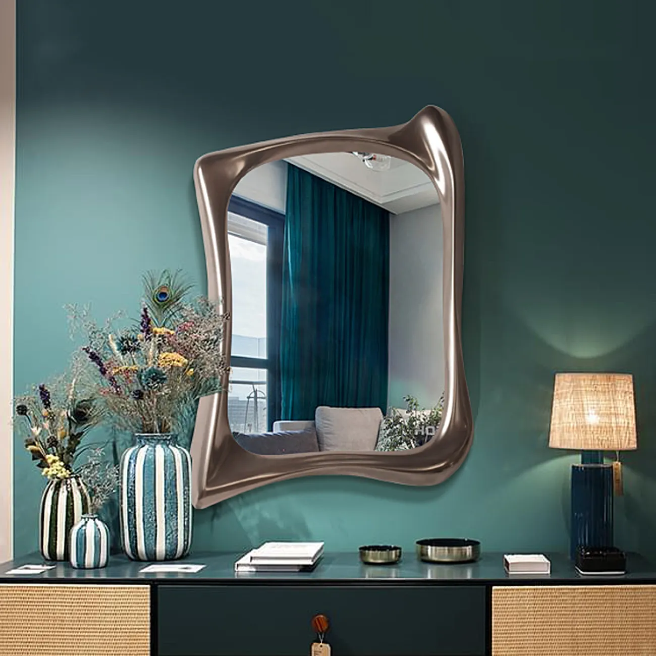 Креативное настенное зеркало для гостиной в Европейском стиле LaLume DK21204-23 Креативное настенное зеркало для гостиной в Европейском стиле LaLume DK21204-23