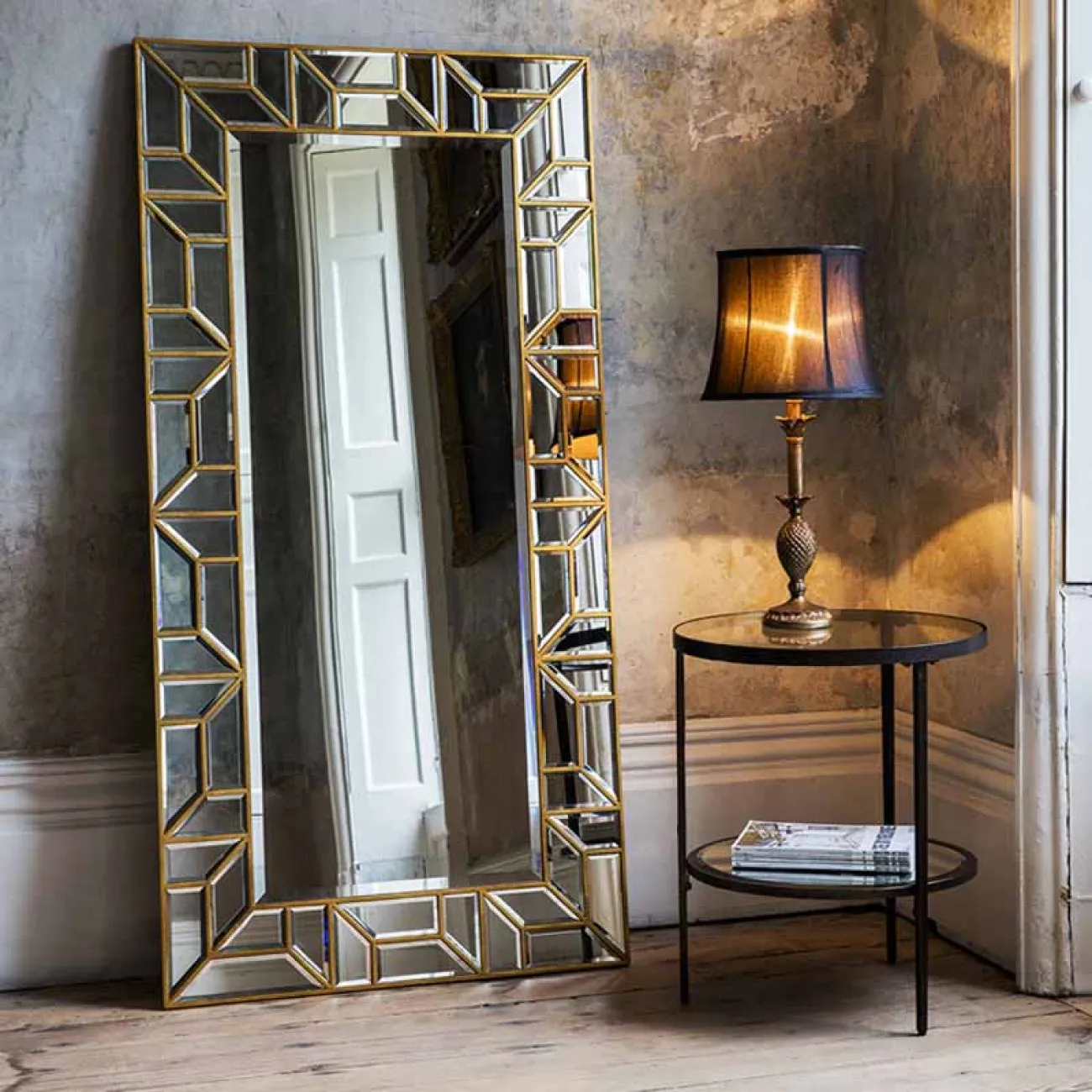 Роскошное напольное зеркало для гостиной в Ретро стиле LaLume DK21209-23