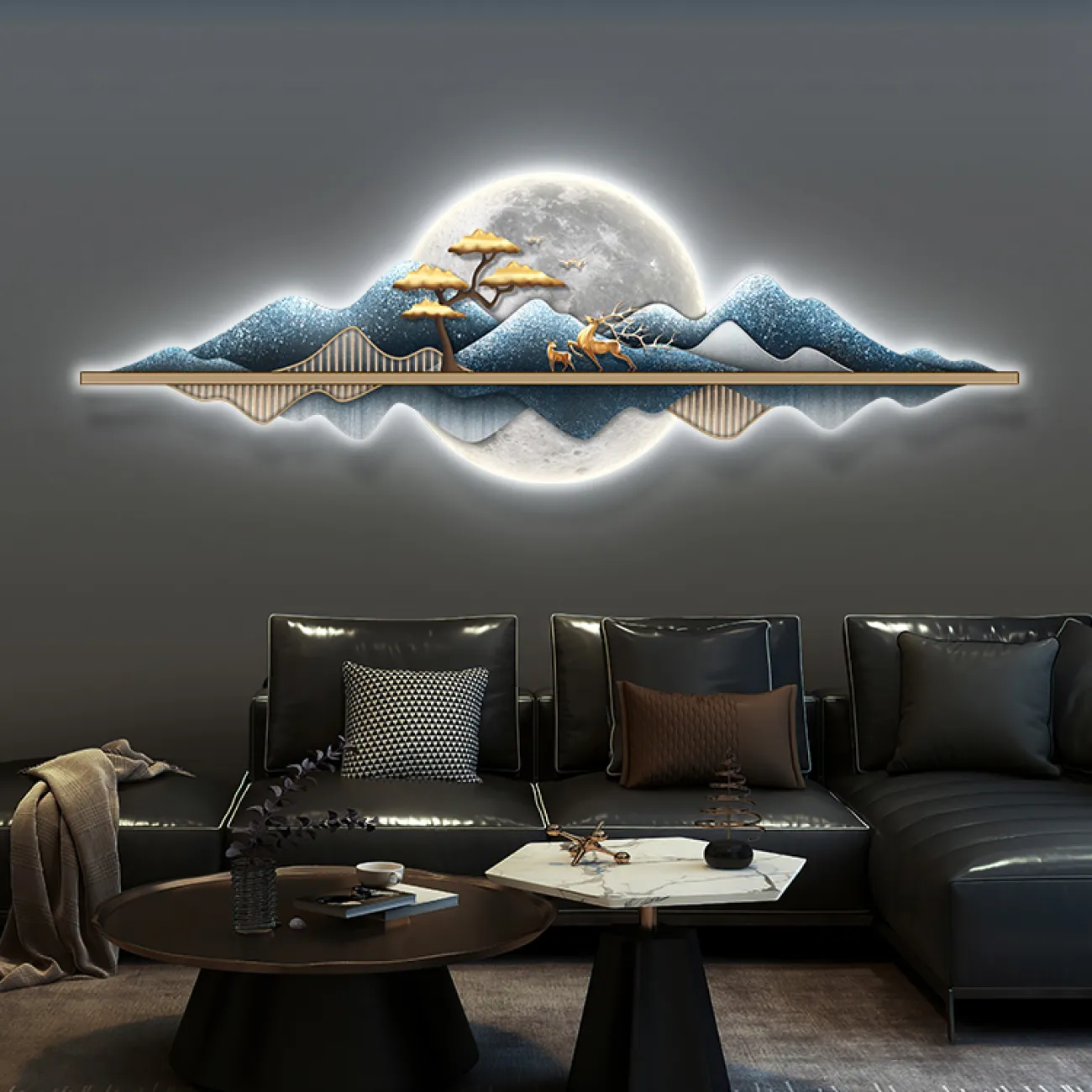 Креативный настенный декор с подсветкой для гостиной в Современном стиле LaLume DK21282-23