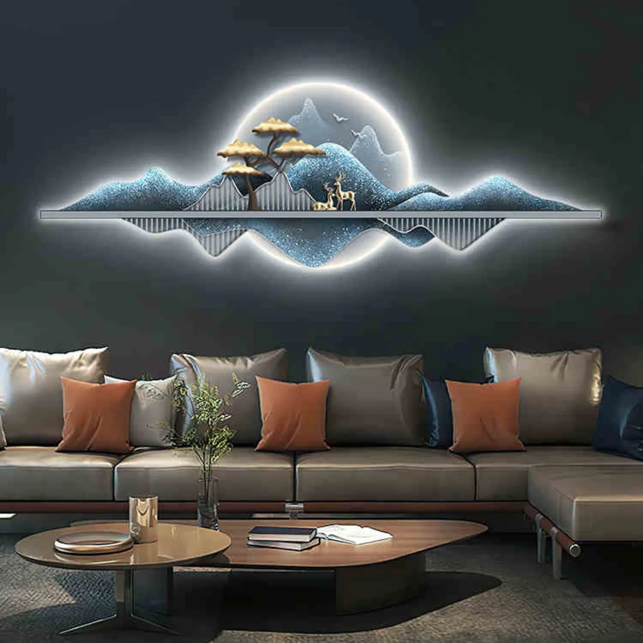 Креативный настенный декор с подсветкой для гостиной в Современном стиле LaLume DK21282-23 Креативный настенный декор с подсветкой для гостиной в Современном стиле LaLume DK21282-23