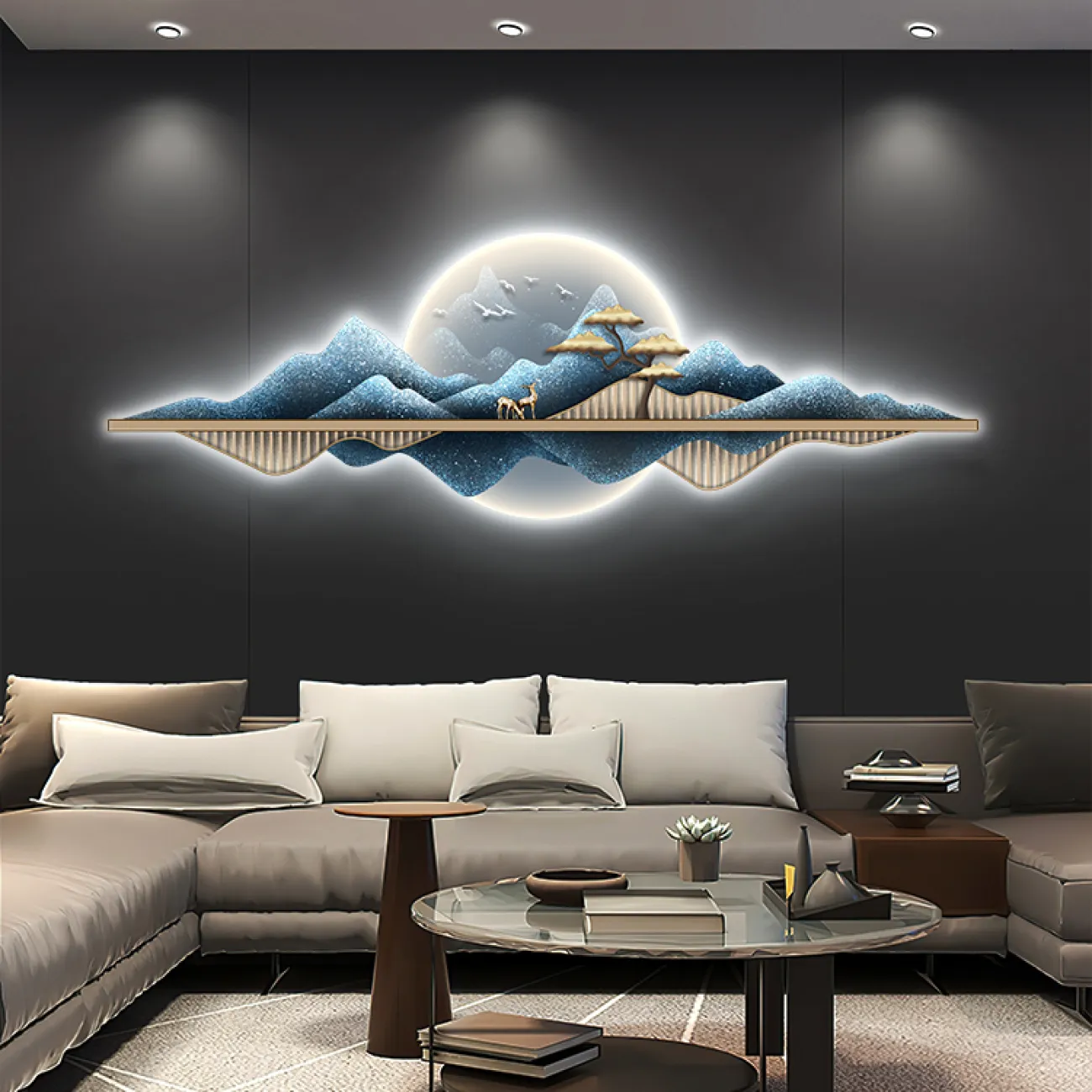 Креативный настенный декор с подсветкой для гостиной в Современном стиле LaLume DK21282-23