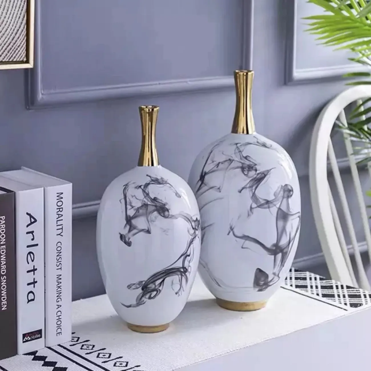 Современная фарфоровая керамическая ваза «Дым» LaLume DK601906-23 H42