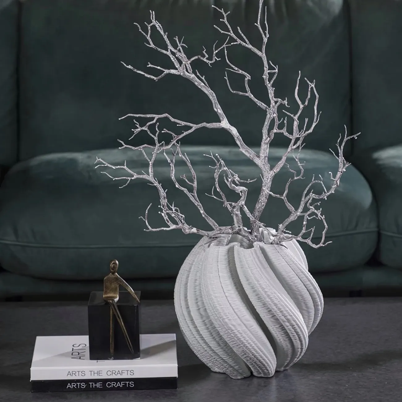 Белая керамическая ваза в скандинавском стиле с 3D-принтом «Волна» LaLume DK608939-23