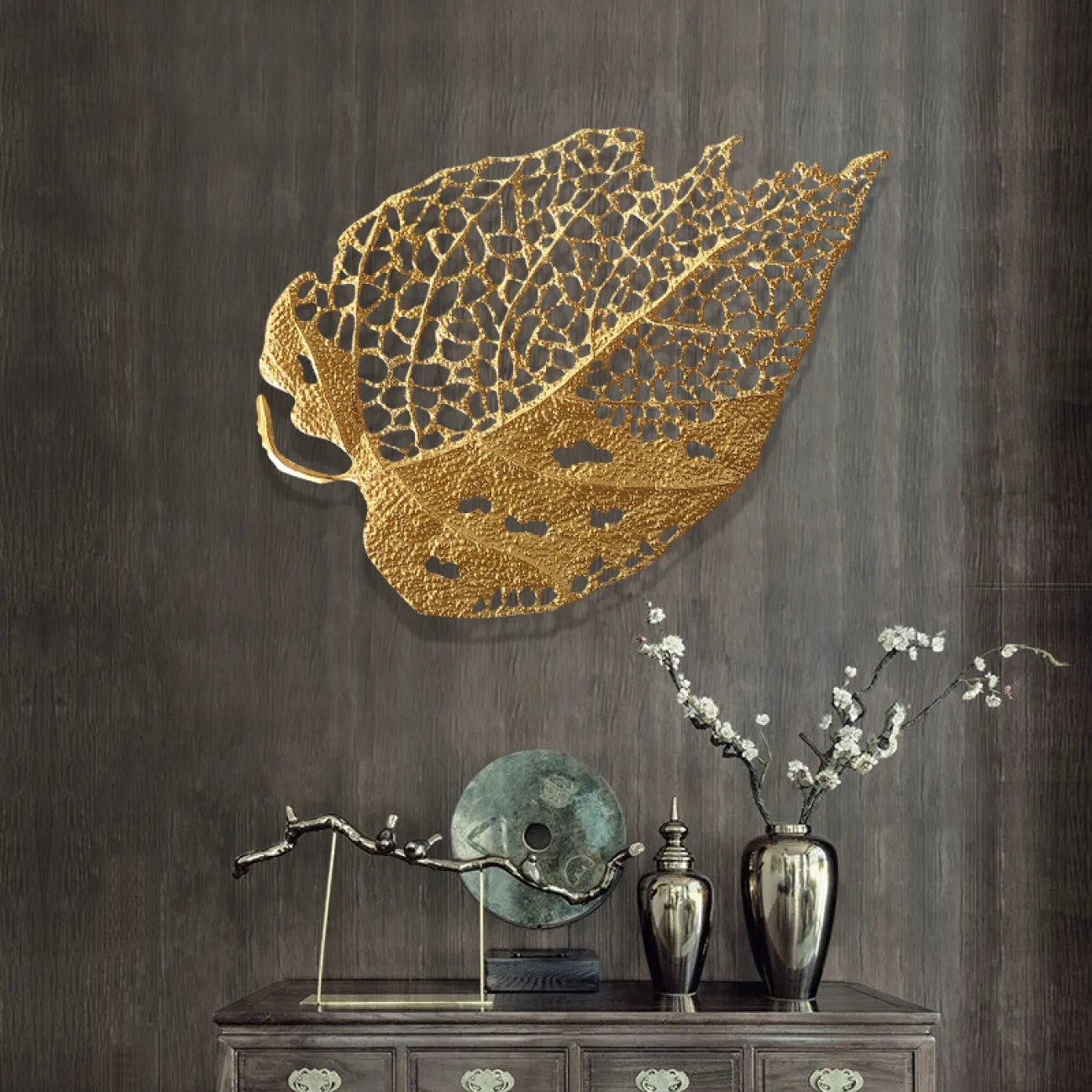 Дизайнерский настенный декор в форме листа LaLume DK20408-23