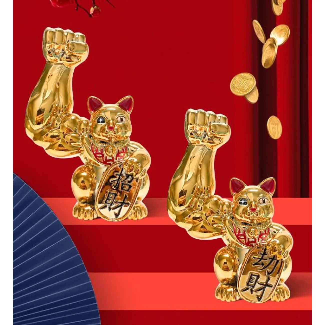 Статуэтка / брелок счастливый кот Strongman из смолы 