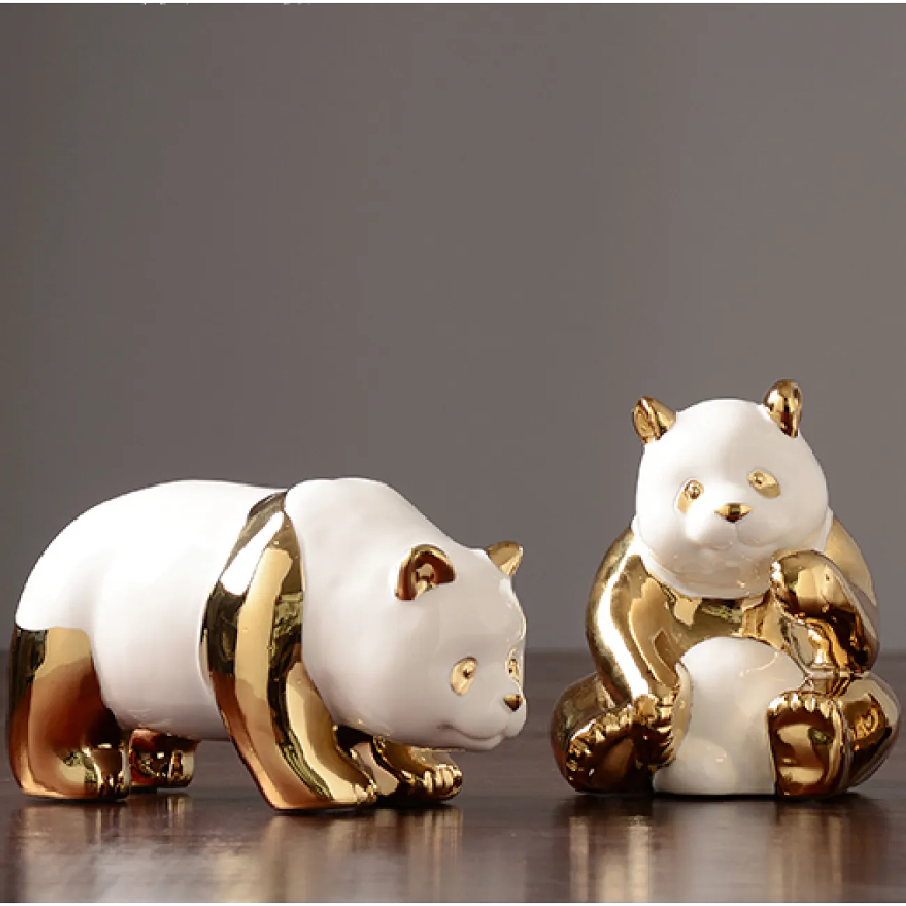 Современная Золотая панда из керамики