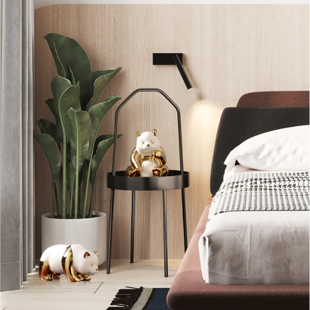 Современная Золотая панда из керамики