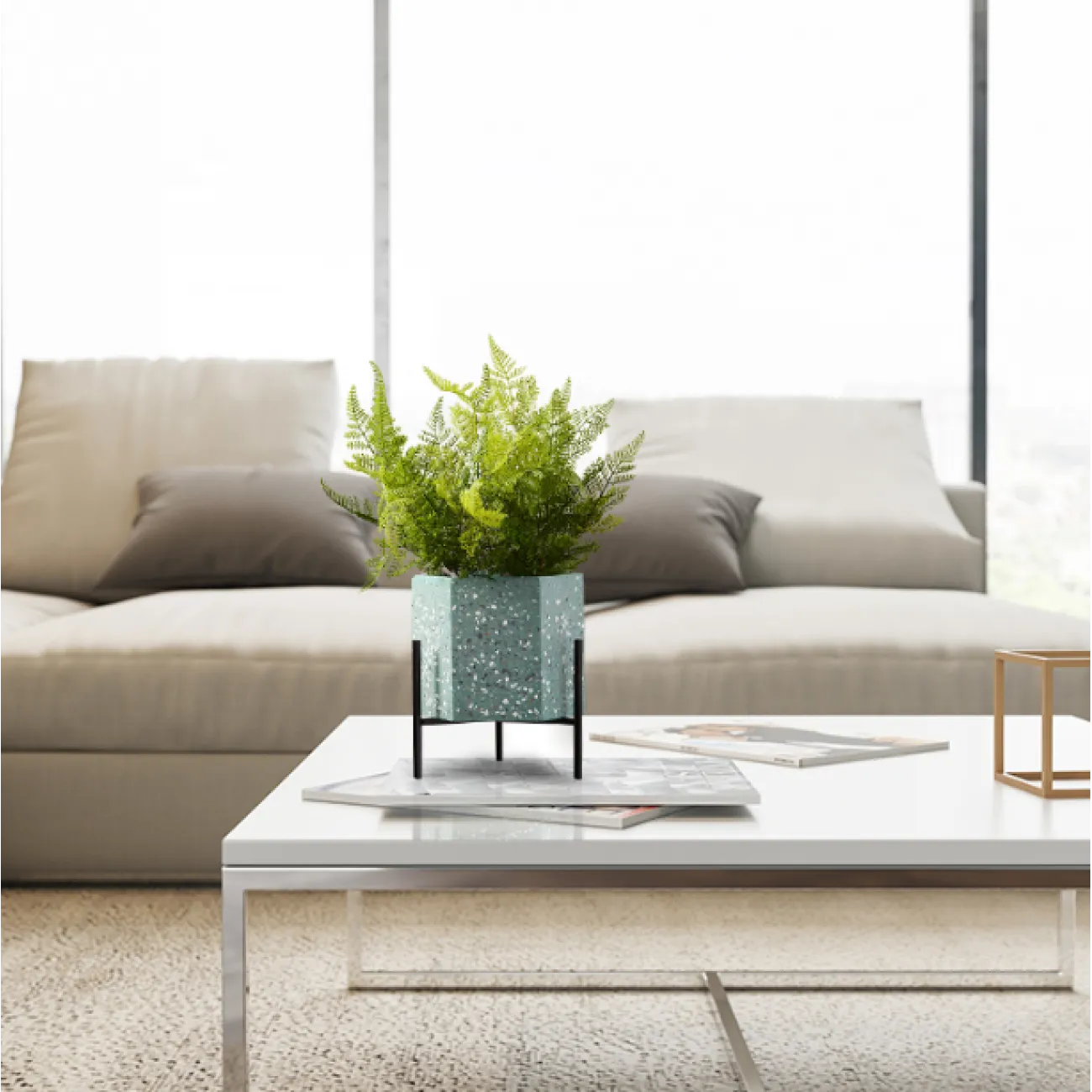 Цветочный горшок из цемента на железных ножках Ambre Цветочный горшок из цемента на железных ножках Ambre