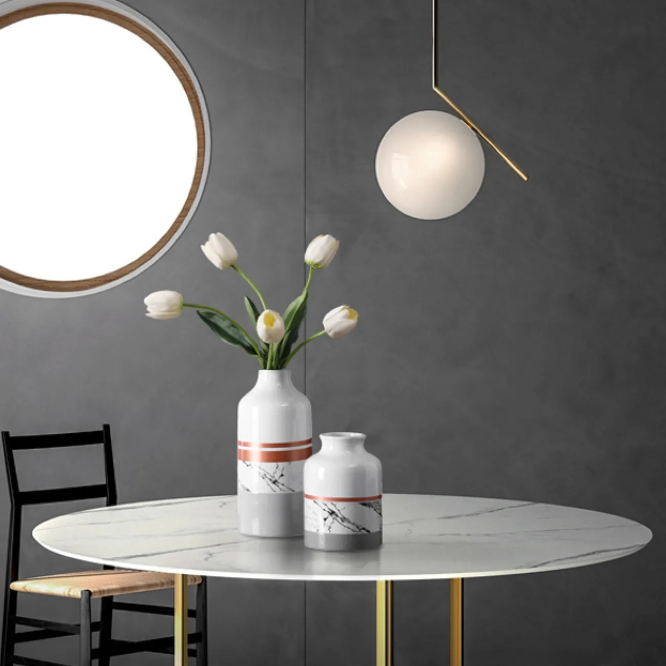 Скандинавская керамическая ваза Marble