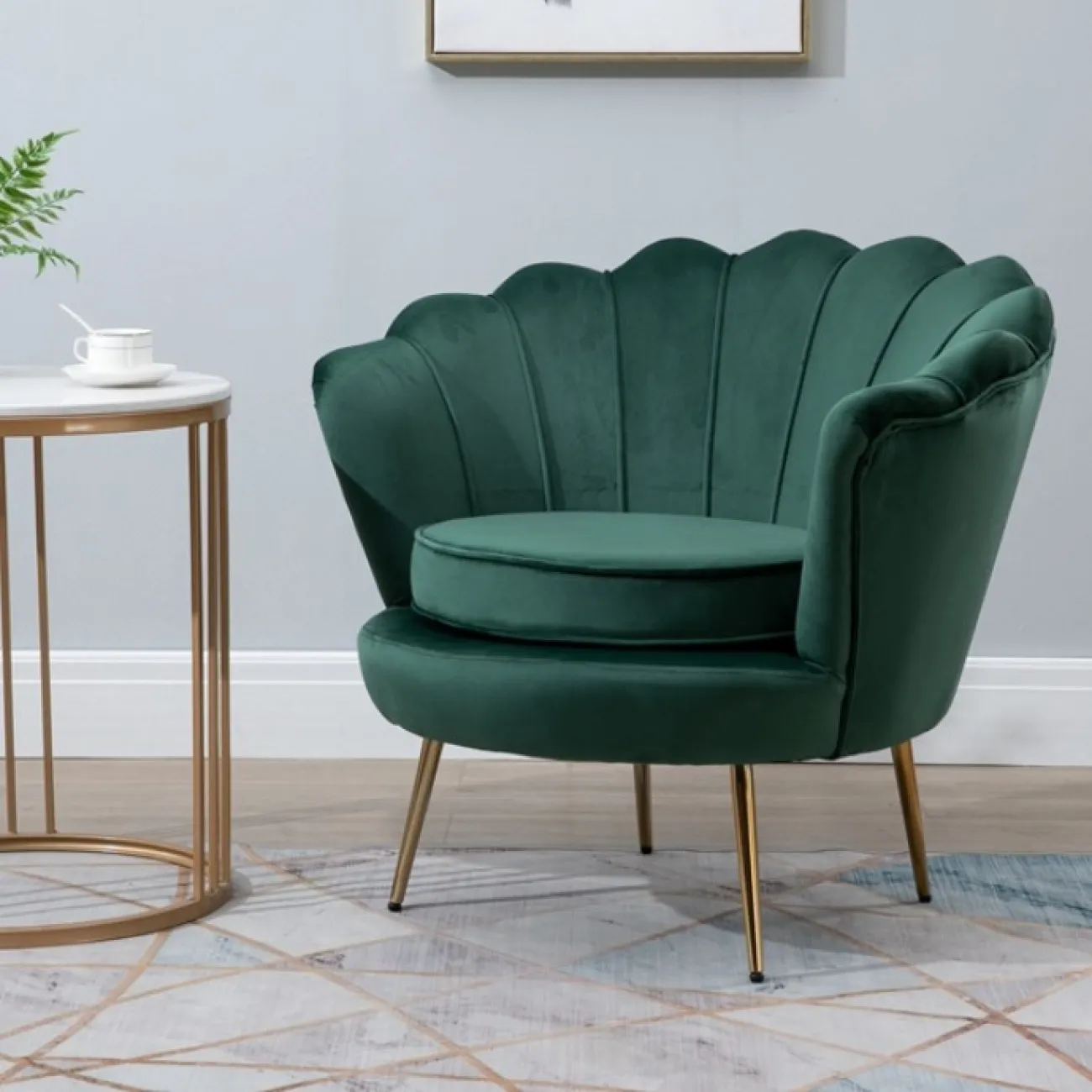 Кресло низкое велюровое зеленое PJS16001-PJ622 от LaLume