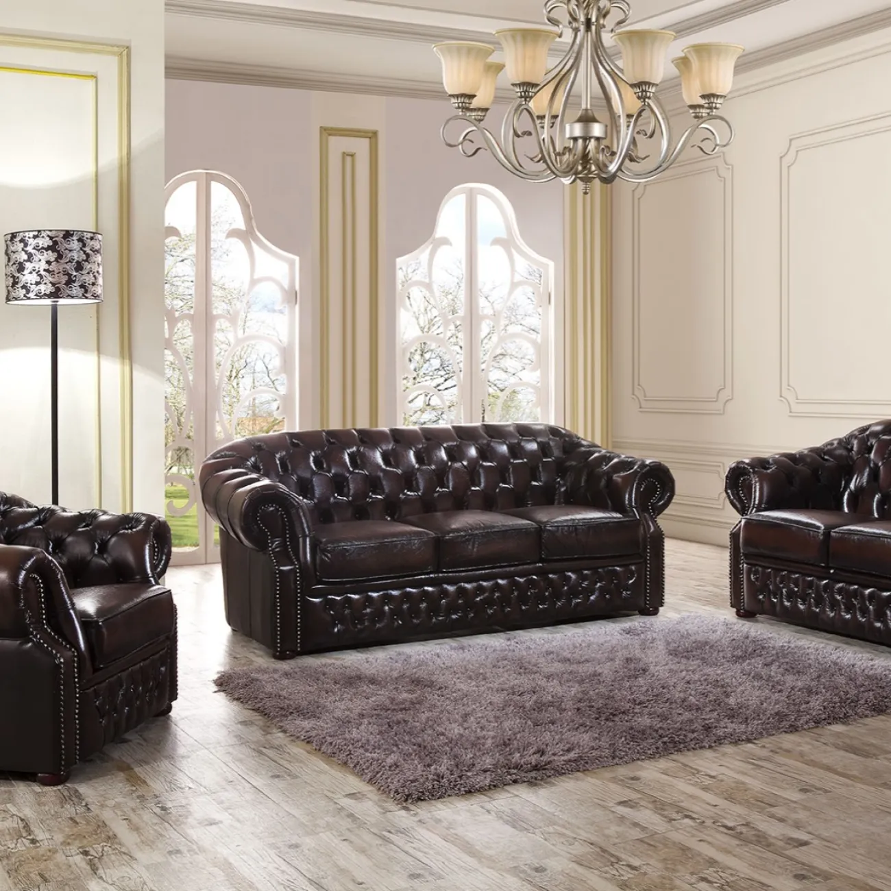 Диван B-128 (3-х местный)  коричневый ESF