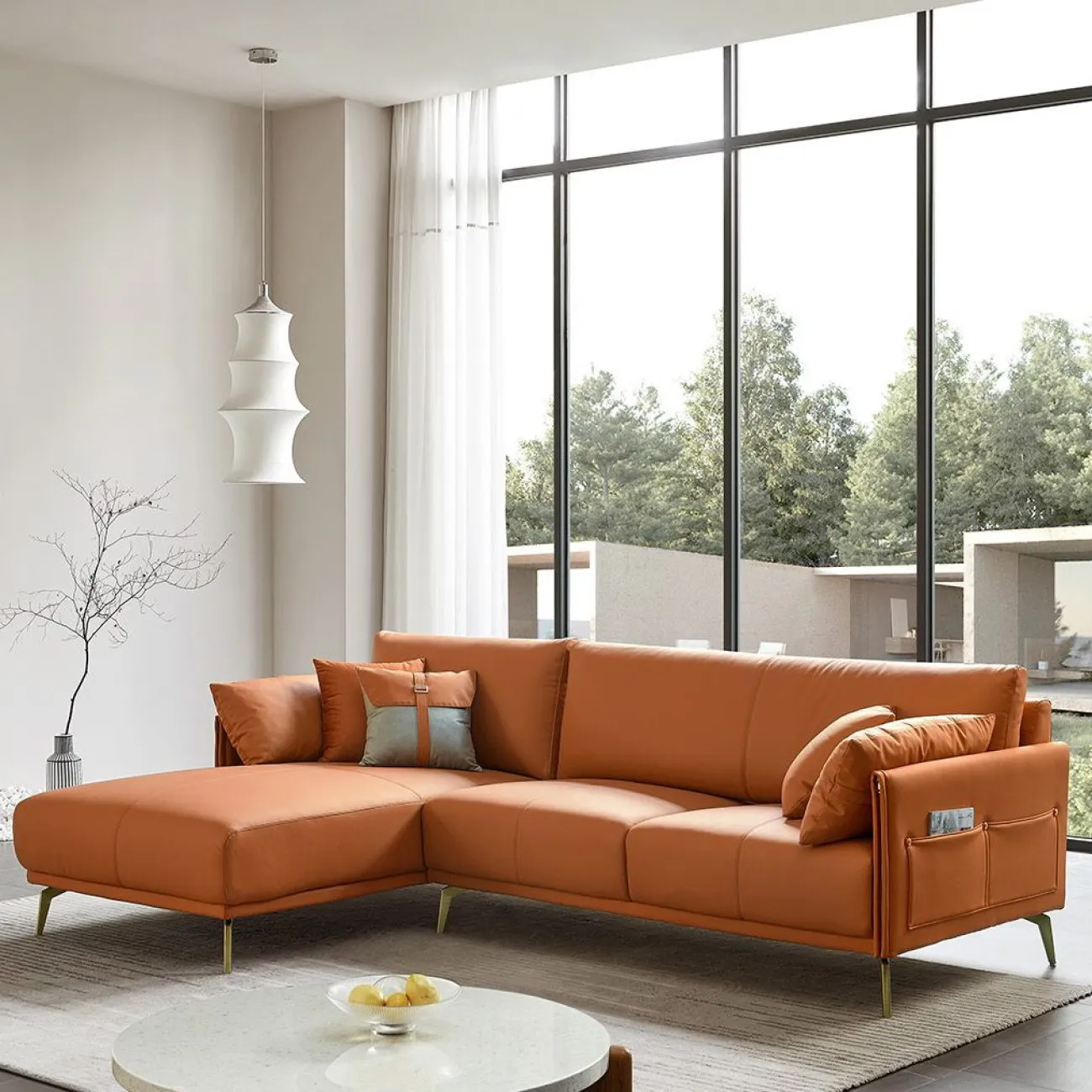 Диван CALIFORNIA NAPPA SF002 угловой коричневый 6606 угол левый ESF