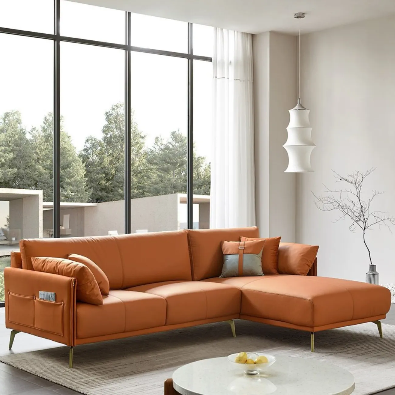 Диван CALIFORNIA NAPPA SF002 угловой коричневый 6606 угол правый ESF