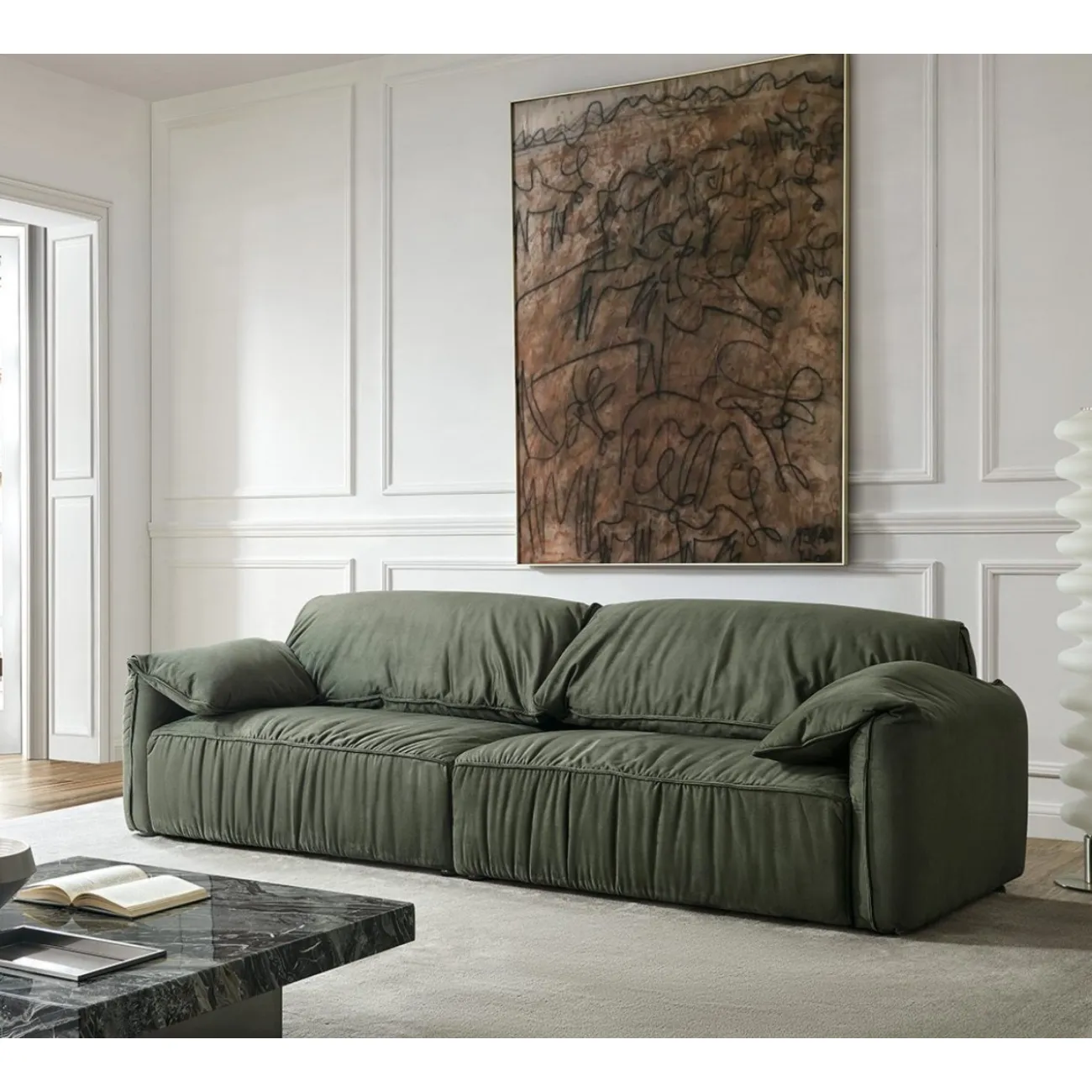 Диван CASABLANCA SF026 (4-х местный)  темно зеленый 2207-21 ESF