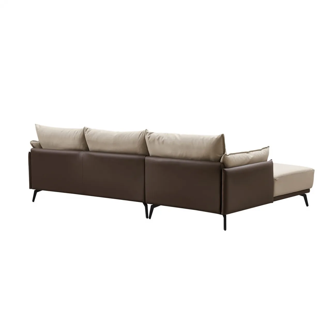 Диван ELEGANTE NAPPA SF015 угловой бежевый 6615-коричневый угол левый ESF