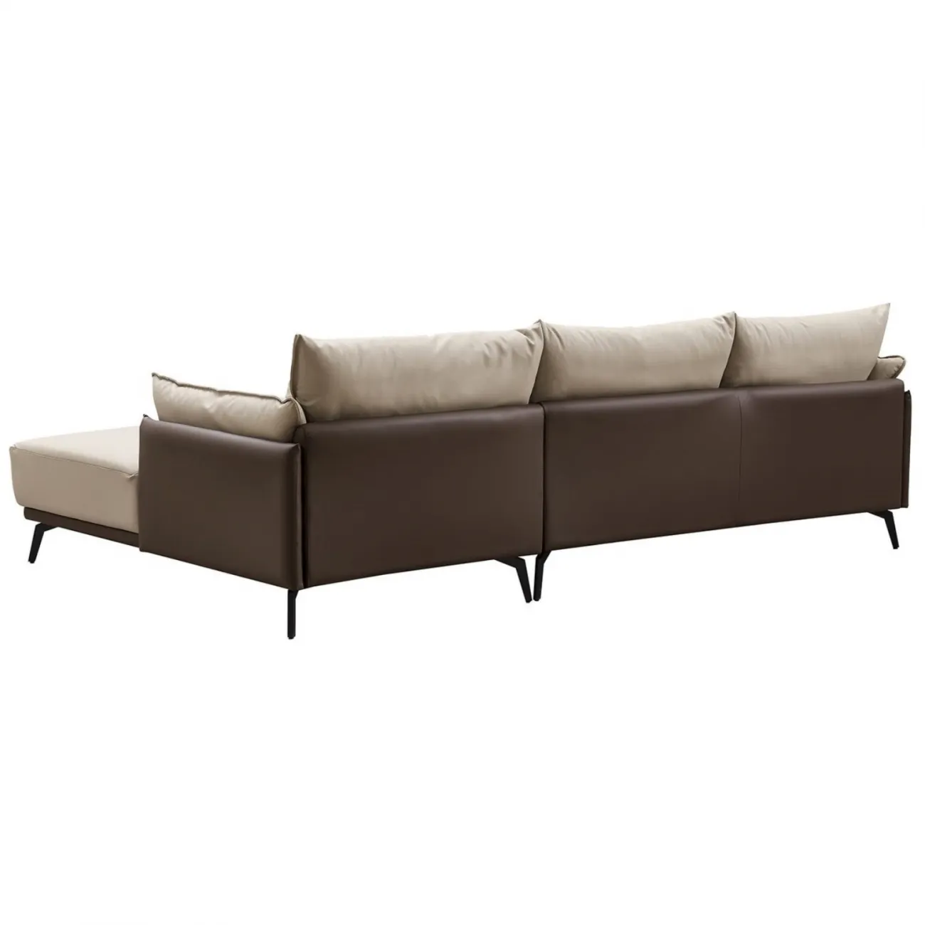 Диван ELEGANTE NAPPA SF015 угловой бежевый 6615-коричневый угол правый ESF