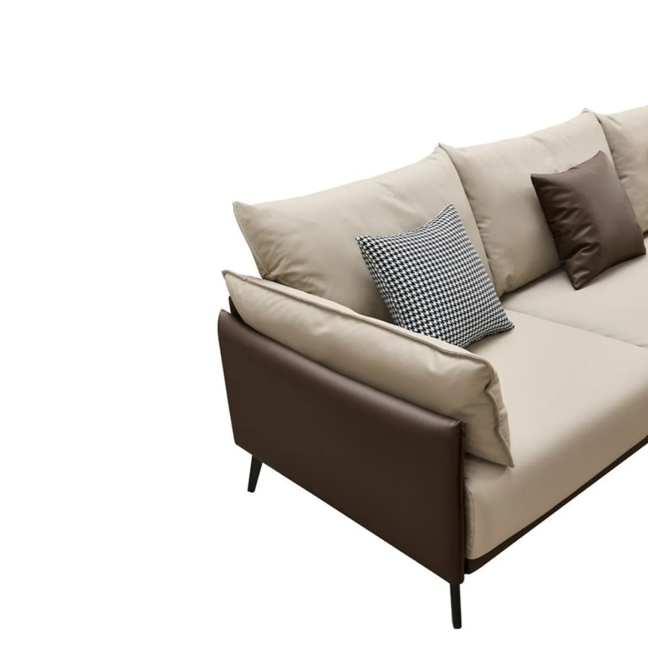 Диван ELEGANTE NAPPA SF015 угловой бежевый 6615-коричневый угол правый ESF