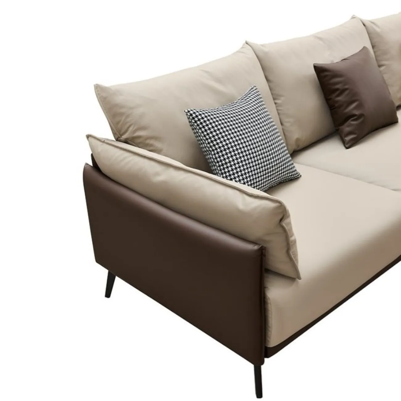 Диван ELEGANTE NAPPA SF015 угловой бежевый 6615-коричневый угол правый ESF