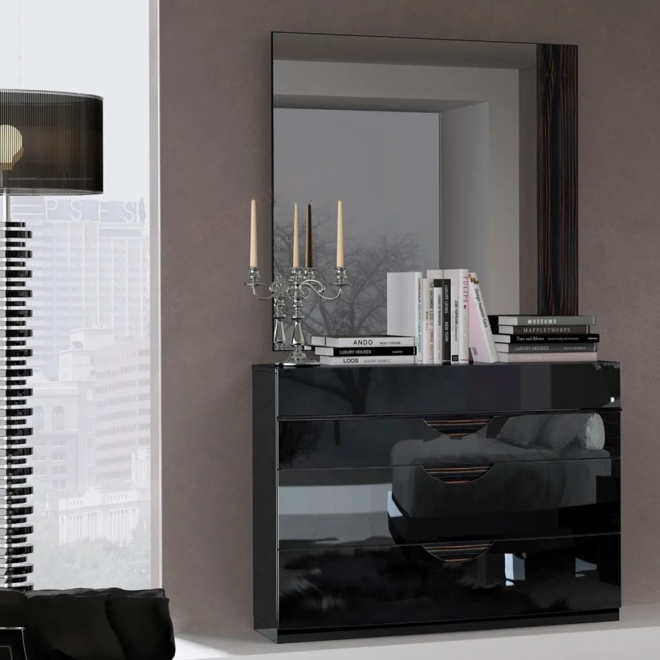 Зеркало  FENICIA 5100 MARBELLA черный ESF