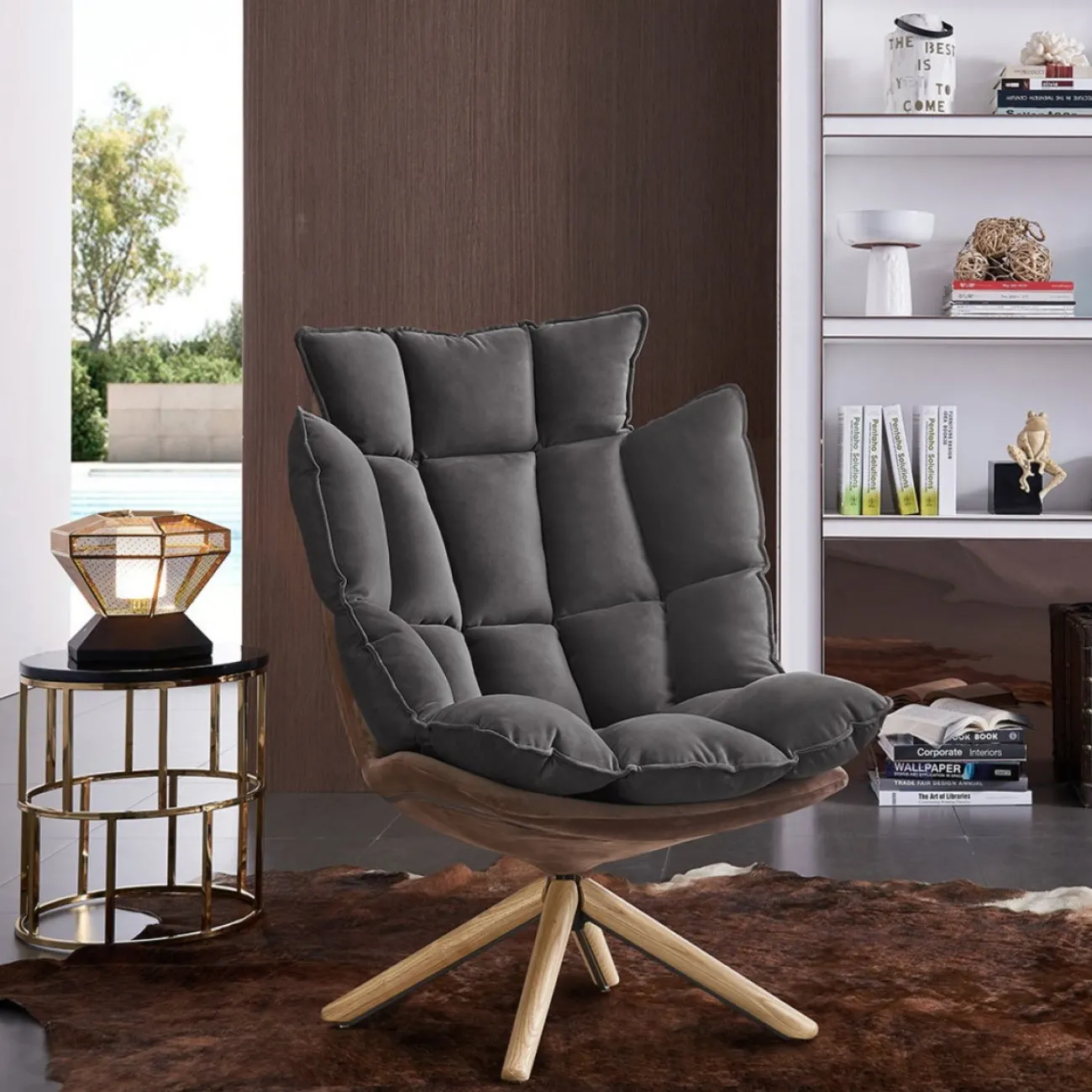 Кресло DС-1565C коричневый HE510-24B/серый ESF