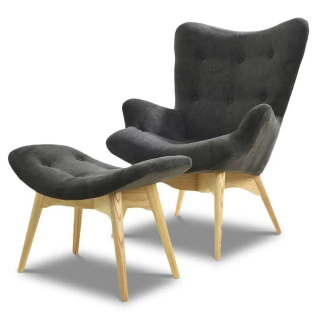 Кресло DС-917 цвет графит HE 492-10 ноги ясень-01 ESF Кресло DС-917 цвет графит HE 492-10 ноги ясень-01 ESF