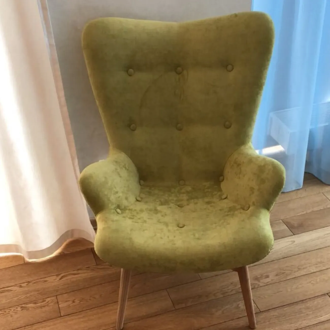 Кресло DС-917 цвет оливковый YR2214-12  ноги ясень-01 ESF