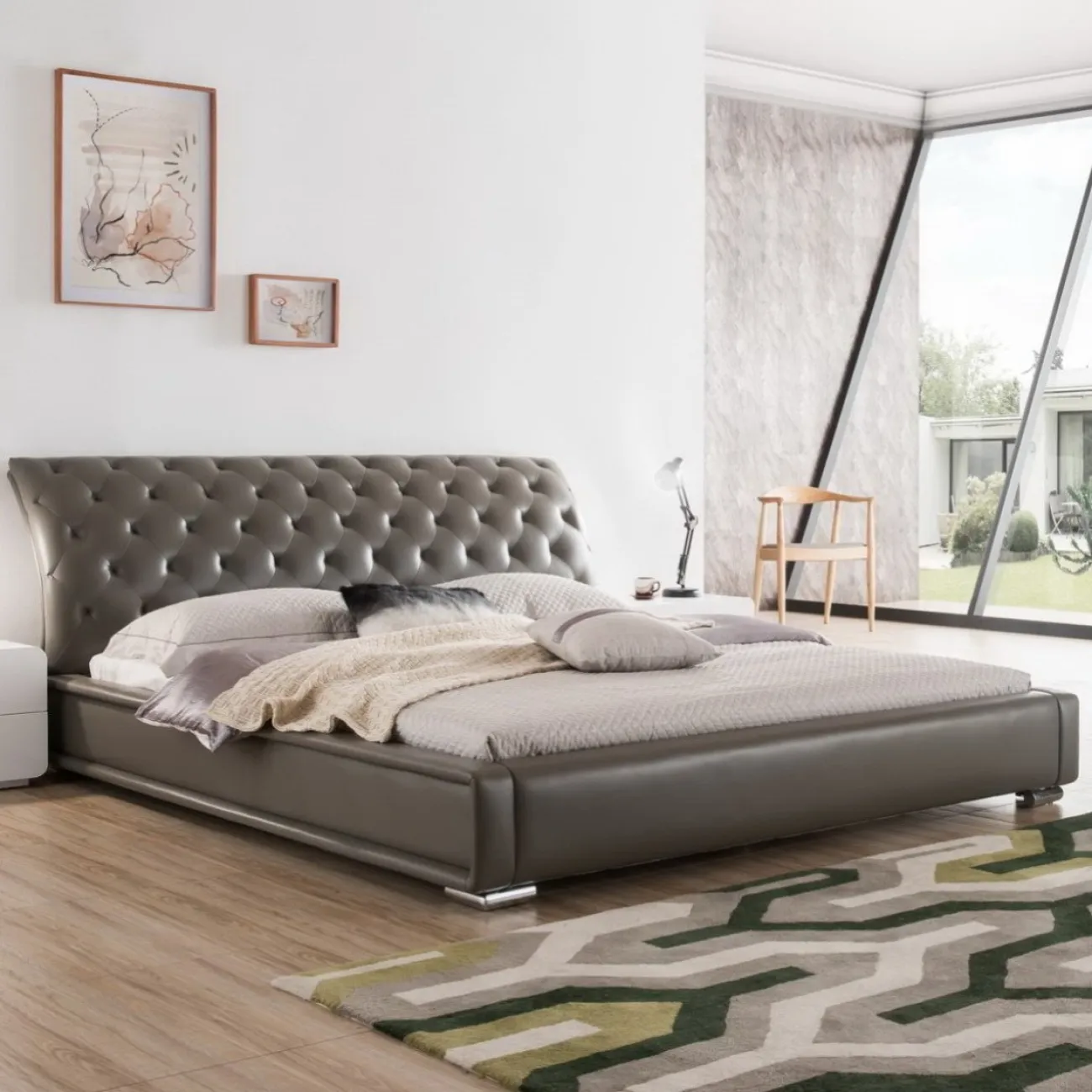 Кровать 1397 (160х200) серый ESF