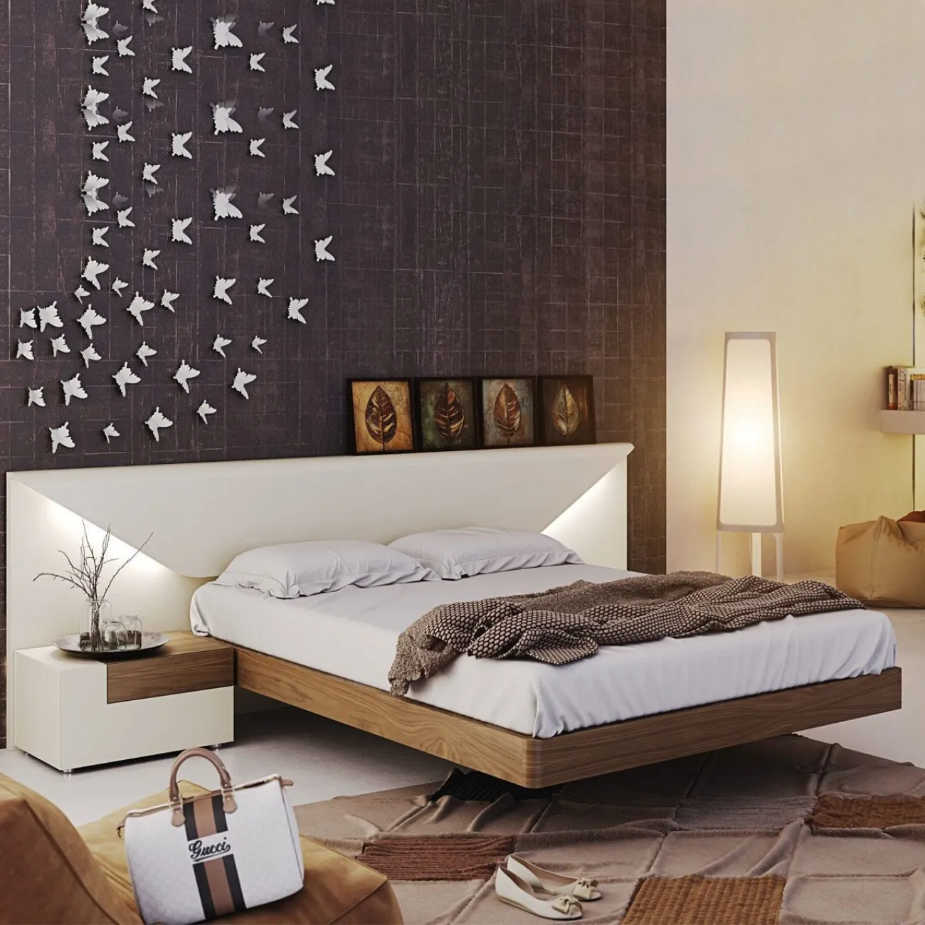 Кровать ELENA (160х200) arena matt / орех ESF Кровать ELENA (160х200) arena matt / орех ESF