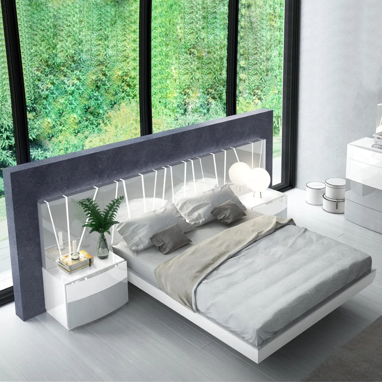 Кровать FENICIA 606 (180 х200) белый/серый без ящика для белья ESF 