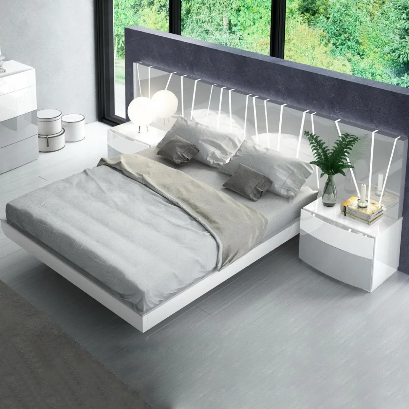 Кровать FENICIA 606 (180 х200) белый/серый без ящика для белья ESF 