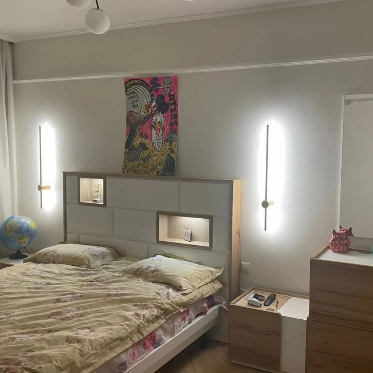 Кровать FENICIA 611 (180 х200) с подсветкой,  2 тумбочки, комод, зеркало ESF