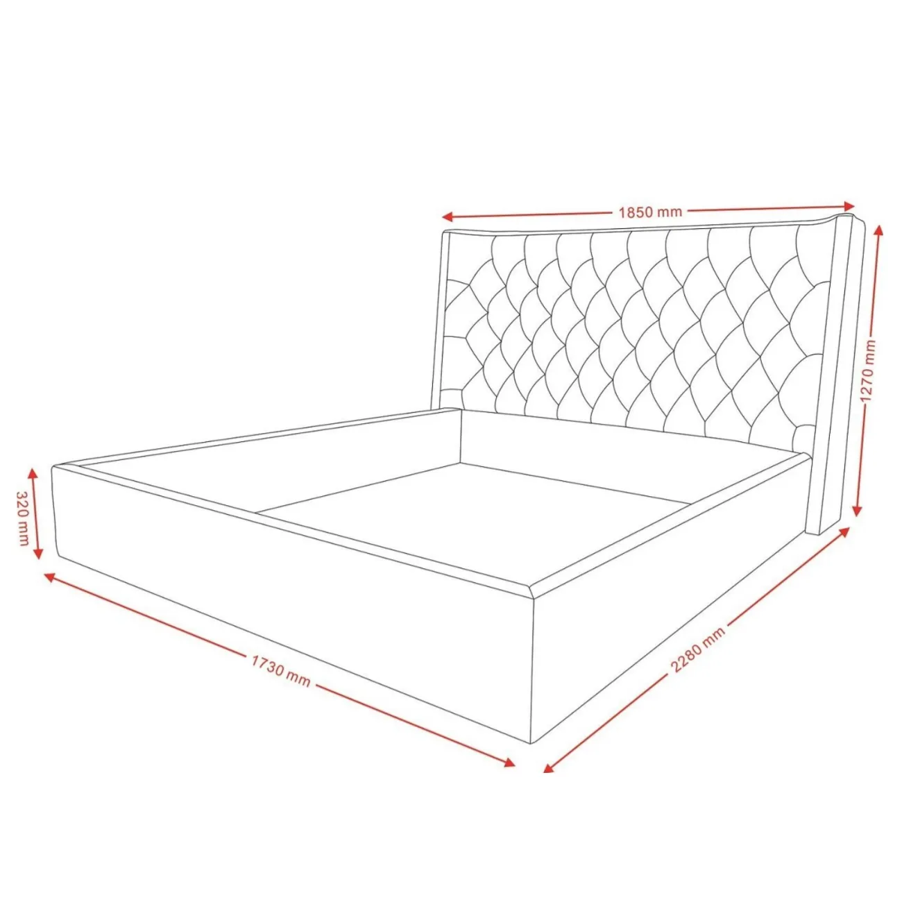 Кровать GC1726 (160-200) серый FA905-31с ящиком для белья ESF