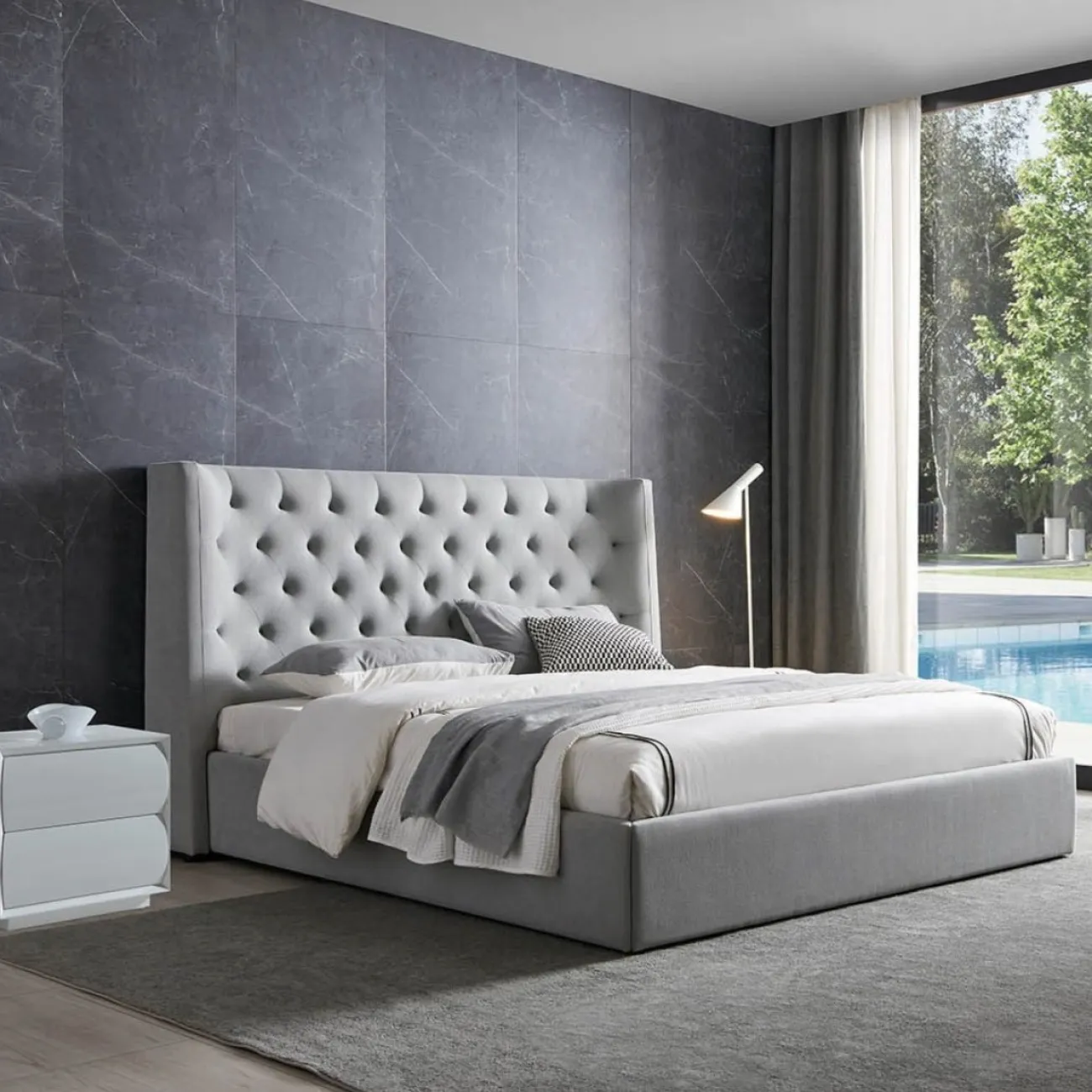 Кровать GC1726 (180-200) серый FA905-31 с ящиком для белья ESF Кровать GC1726 (180-200) серый FA905-31 с ящиком для белья ESF