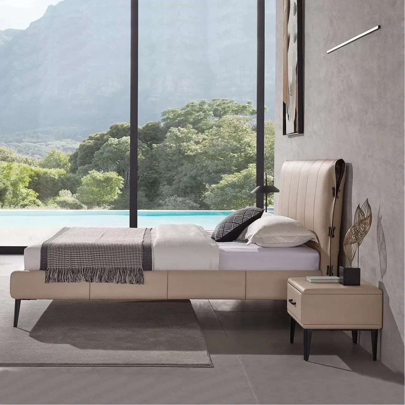 Кровать GC1727 (160-200) бежевый PC019-9042/SA135 ESF