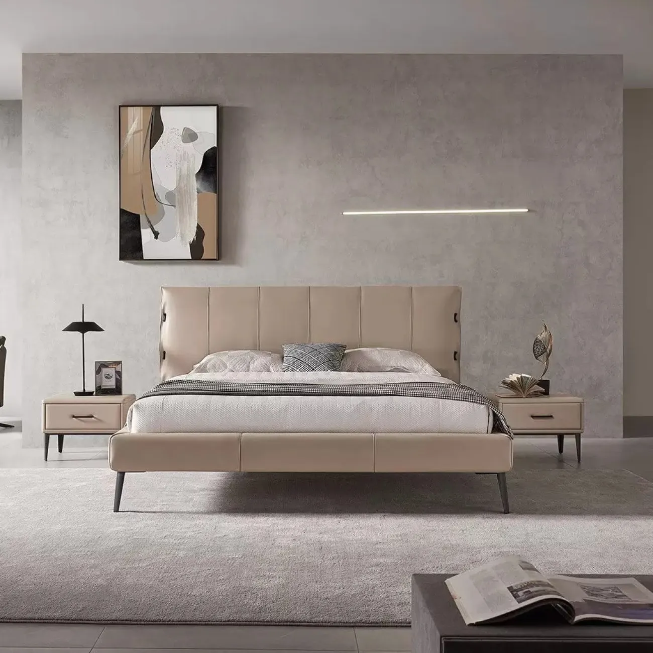 Кровать GC1727 (180-200) бежевый PC019-9042/SA135 ESF